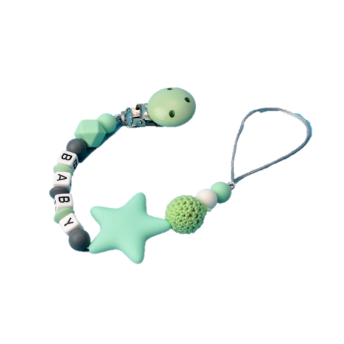 

3 PCS DIY Silicone Baby Pacifier Clip Colorful Pacifier Chain(light green)