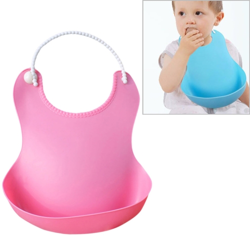 

Baby Infant Toddler Waterproof Silicone Bib Infants Feeding Lunch Roll-up Apron(Rose Red)