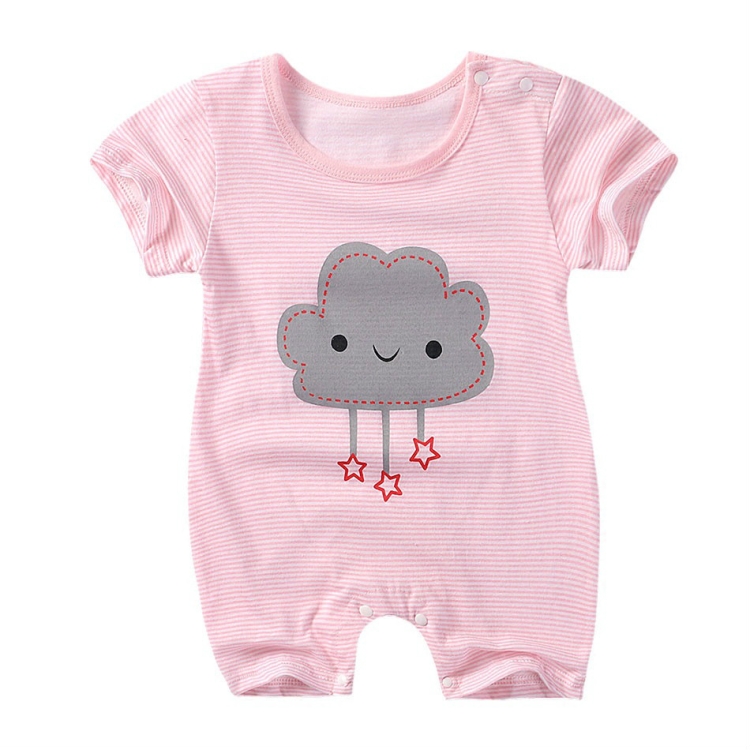 

Summer baby rompers Short sleeve Printed Jumpsuit, Kid Size:80cm(Strip and Cloud)
