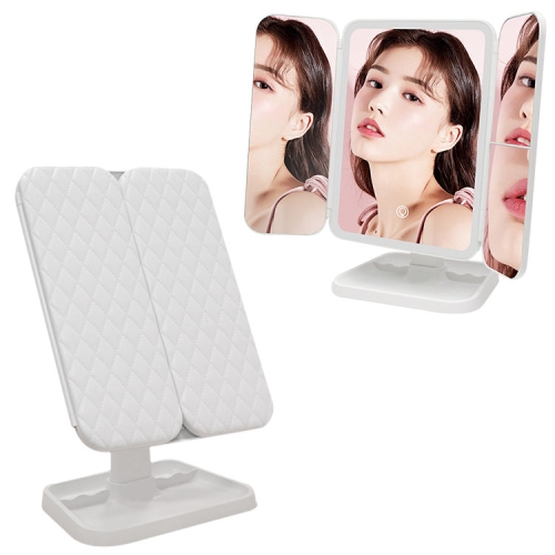 

Simple & Stylish LED Three-Fold Square Makeup Mirror, Specification:Charging Model Three-color Light(White)