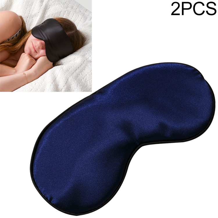 

2 PCS Pure Silk Sleep Rest Eye Mask Padded Shade Cover Travel Relax Aid Blindfolds(Navy blue)