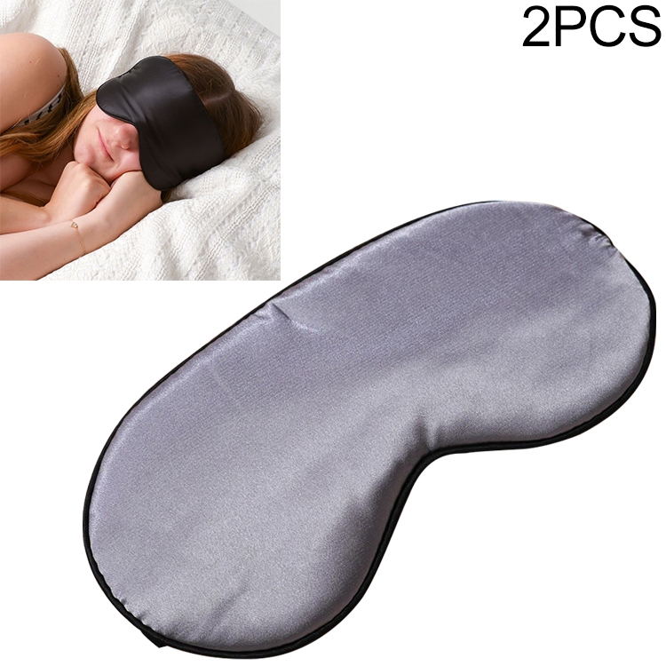 

2 PCS Pure Silk Sleep Rest Eye Mask Padded Shade Cover Travel Relax Aid Blindfolds(Grey)
