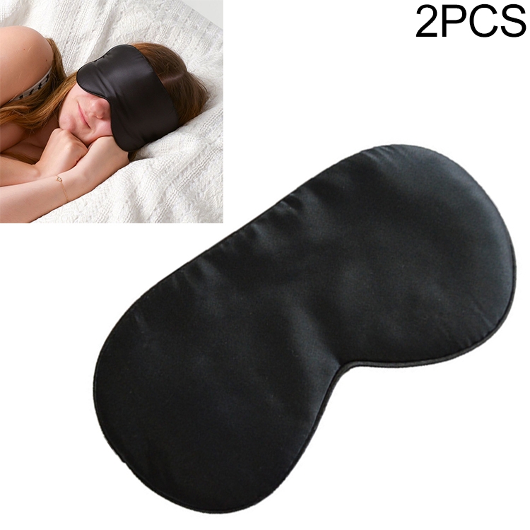 

2 PCS Pure Silk Sleep Rest Eye Mask Padded Shade Cover Travel Relax Aid Blindfolds(Black)