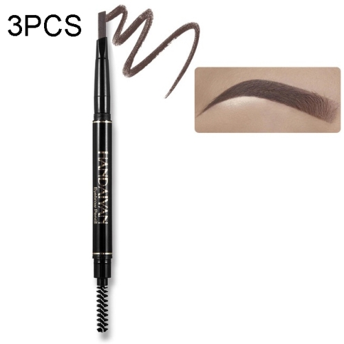 

3PCS HANDAIYAN Waterproof Long Lasting No Blooming Rotatable Triangle Ended Eyebrow Pencil(05 Dark brown)