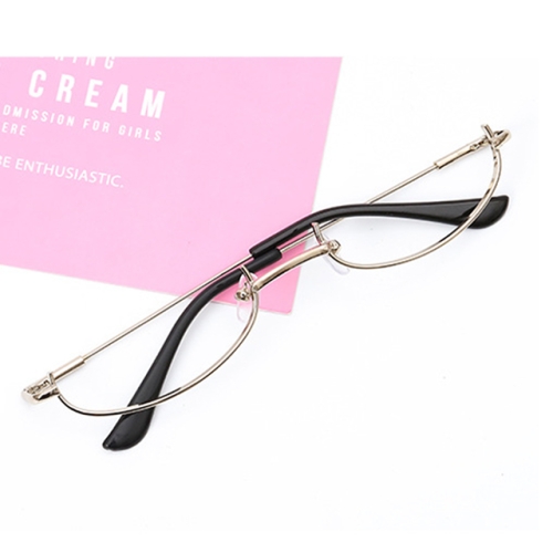 

Non-lens Half-rimless Glasses Eyeglasses Frame for Cosplay Photograph(Silver)