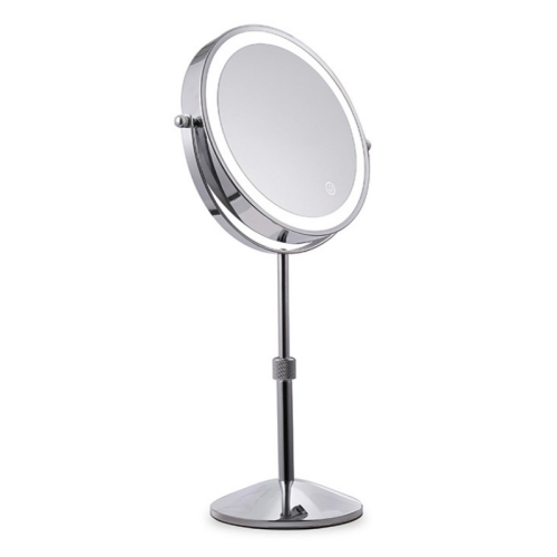 

Desktop Double-SidedRound LED Luminous Makeup Mirror Liftable Magnifying Mirror, Specification:Plane + 3 Times Magnification(7-inch Battery Model)