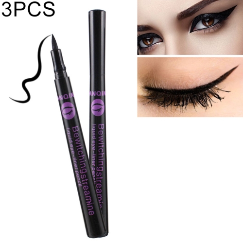 

3 PCS Beauty Fashion Style Black Long-lasting Waterproof Liquid Eyeliner Eye Liner Pen Pencil Makeup Cosmetic Tool(Black)