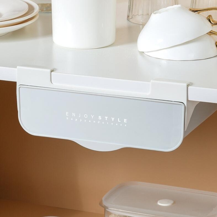 

Cabinet Hanging Rack Hanging Basket Embedded Storage Rack Box(White)