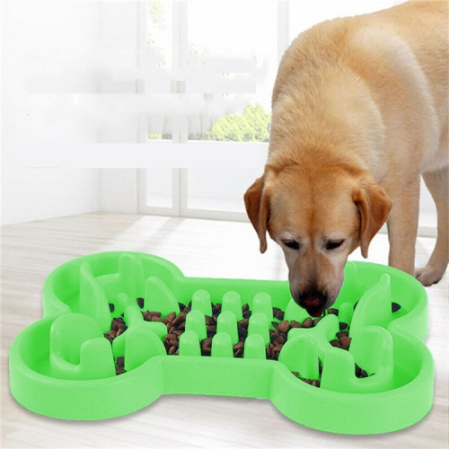 

Pet Dog Supplies Bone Puzzle Silicone Slow Food Anti-choke Bowl Tableware, Size:S(Green)