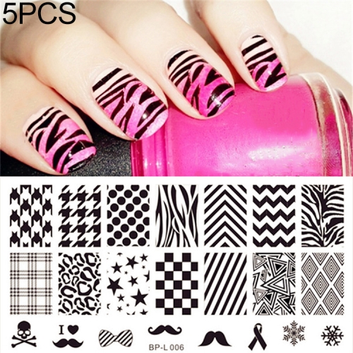 Sunsky 5 Pcs Geometrie Rechteck Stempelvorlage Geometrisches Muster Manikure Nail Art Stamp Image Plate Bpl006