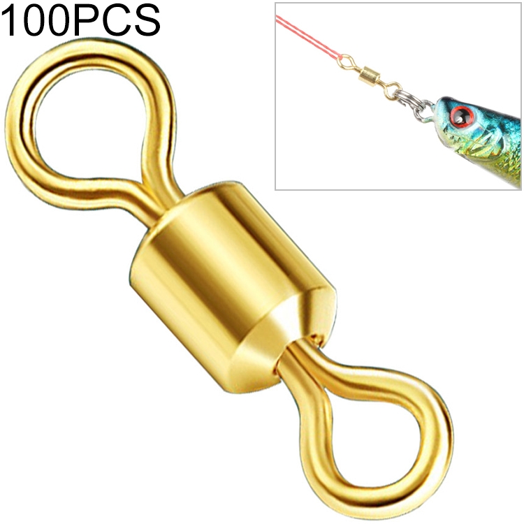 

100 PCS Fishing Tackle Supplies Zimu Swivel Gold-plated Swivel Fishing Accessories, Specification: Length 0.8cm(Gold)