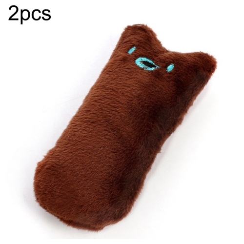 

2 PCS Teeth Grinding Catnip Toys Funny Interactive Plush Cat Toy Pet Kitten Chewing Toy Claws Thumb Bite Cat mint for Cats(Coffee)