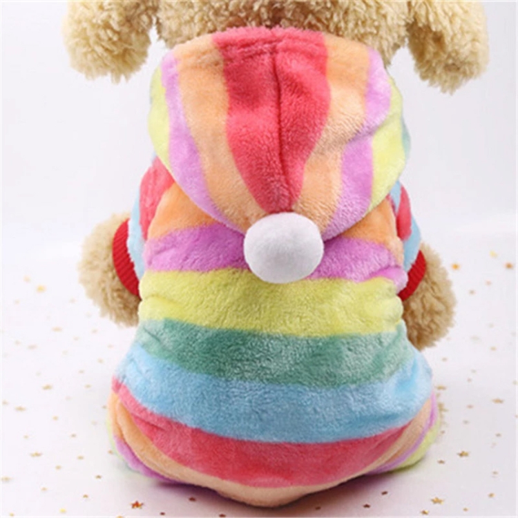 

Dog Pajamas Fleece Jumpsuit Autumn Winter Dog Clothes Four legs Warm Pet Clothes, Size:XL(Rainbow Color)