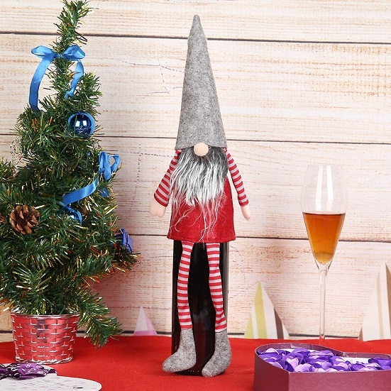 

2 PCS Nordic Old Man Red Wine Bottle Set Christmas Decoration(Gray)