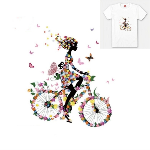 

10 PCS Cycling Girl Pattern Heat Transfer DIY Clothes Cloth Sticker(N128)