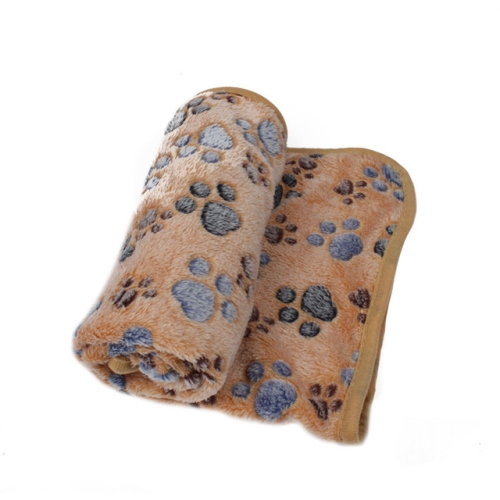 

Soft Pet Blanket Winter Dog Cat Bed Mat Foot Print Warm Sleeping Mattress Small Medium Dogs Cats Coral Fleece Pet Supplies, Size:M(Coffee)