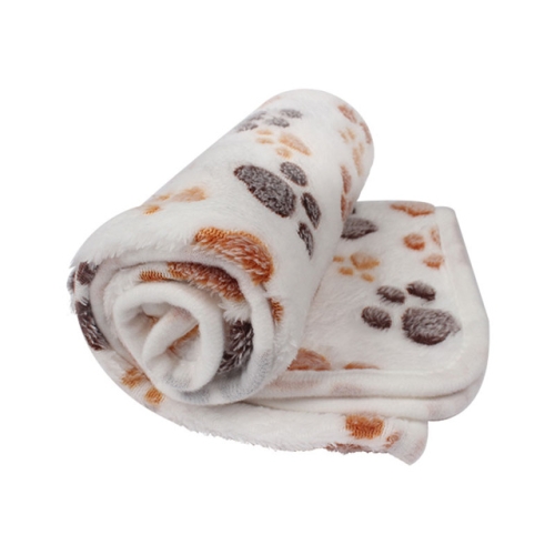 

Soft Pet Blanket Winter Dog Cat Bed Mat Foot Print Warm Sleeping Mattress Small Medium Dogs Cats Coral Fleece Pet Supplies, Size:M(White)