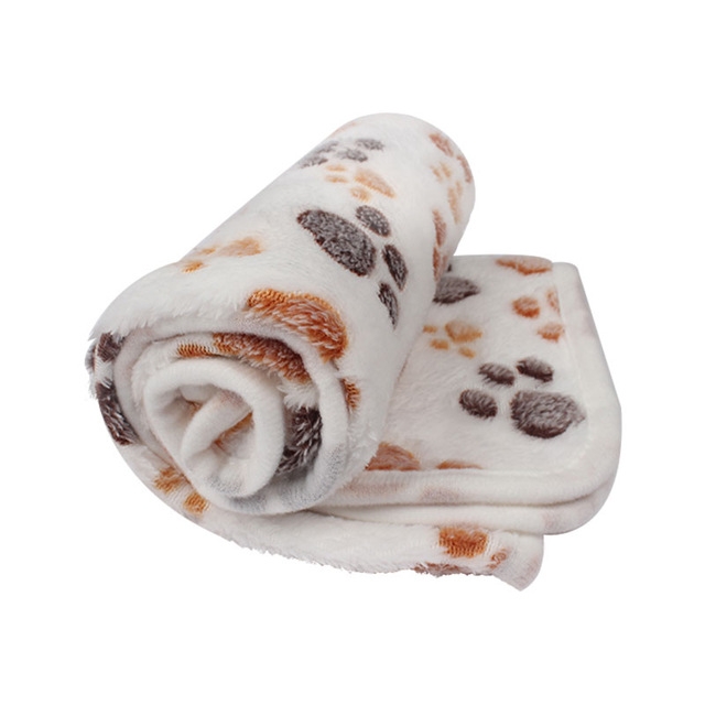 

Soft Pet Blanket Winter Dog Cat Bed Mat Foot Print Warm Sleeping Mattress Small Medium Dogs Cats Coral Fleece Pet Supplies, Size:S(White)