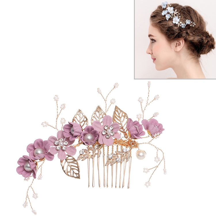 Fashion Flower Hair Comb Gold Leaves Hair Pins Headdress Prom