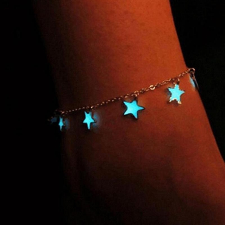 

Women Luminous Beach Pentagon Star Silver Chain Anklets