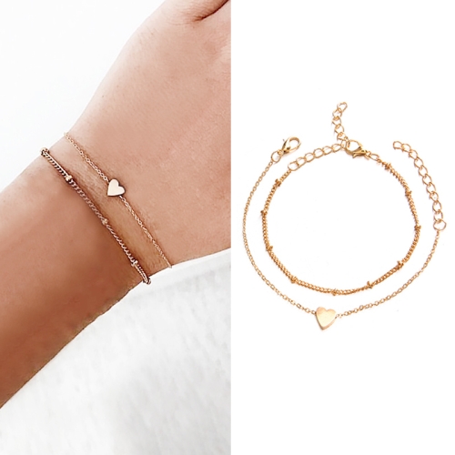 

2 Sets Women Minimalist Small Love sharp Link Chain Bracelets(gold)