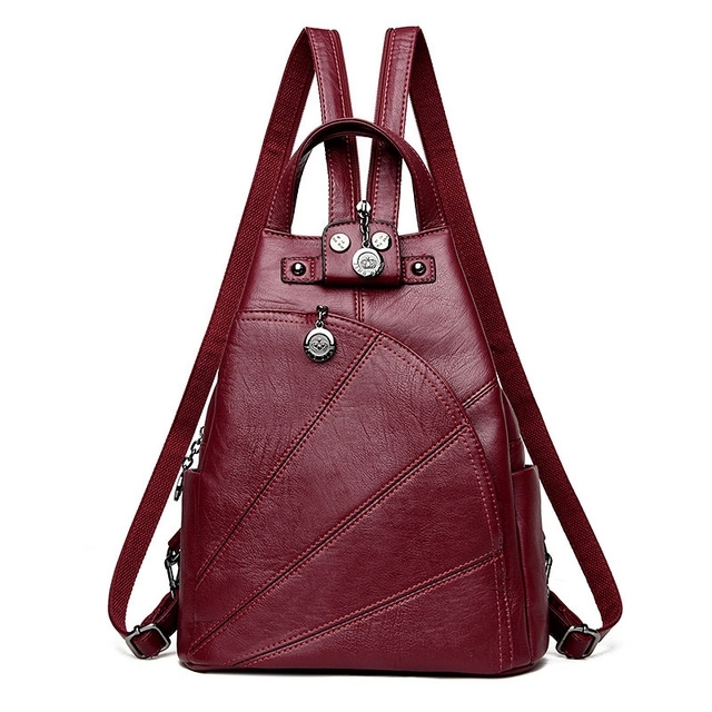 

Women Anti-theft Leather Backpacks Ladies Backpacks(Wine Red)