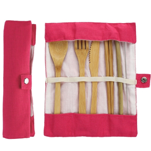 

2 PCS Travel Creative Bamboo Straw Dinnerware Knives Fork Spoon Chopsticks Set with Cloth Bag(Pink)