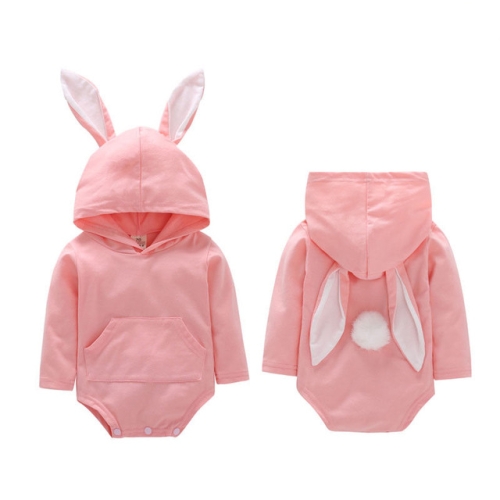 

Lovely Newborn Baby Girls Cartoon Rabbit Ear Romper Hooded Kids Jumpsuit Outfits, Kid Size:70cm(Pink)