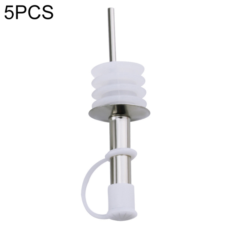 

5 PCS Glass Bottle Stopper Stainless Steel Oil Stopper Silicone Stopper White Hat Straight Mouth