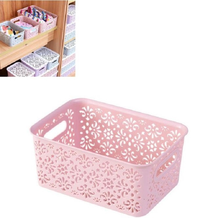

L 34x23x10cm Desktop Skin Care Products Storage Rack Underwear Storage Plastic Box(Pink)