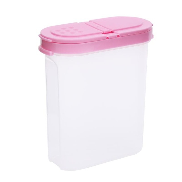 

Creative Food Grade Plastic Oval Double Cover Seasoning Box Kitchen Utility(Pink)
