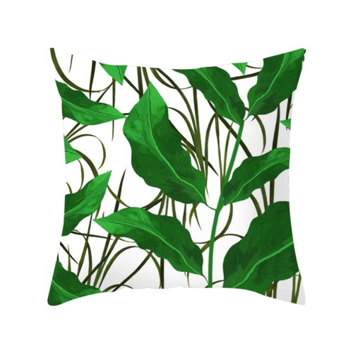 

Tropical Plants Pillow Case Polyester Decorative Pillowcases Green Leaves Throw Pillow Cover Square 45CM x45CM(1)