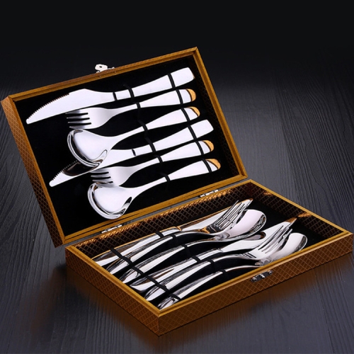 

SSGP Stainless Steel Western Tableware Set Steak Knife Fork Spoon Set, Specification:12 PCS Set for Four