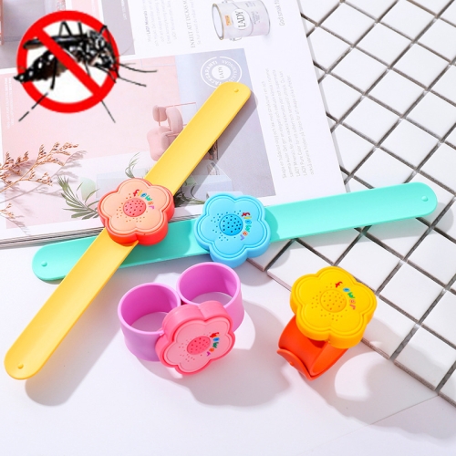 

4 PCS Outdoor Portable Cartoon Mosquito Repellent Bracelet Anti-mosquito Snap Ring, Style:Flowers