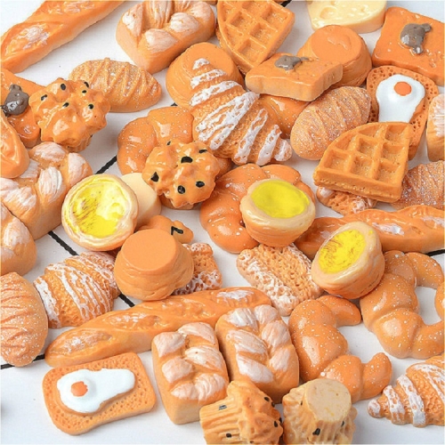 

30 PCS Resin DIY Accessories Simulation Food Play Bread Doll House Decoration Accessories, Random Style Delivery