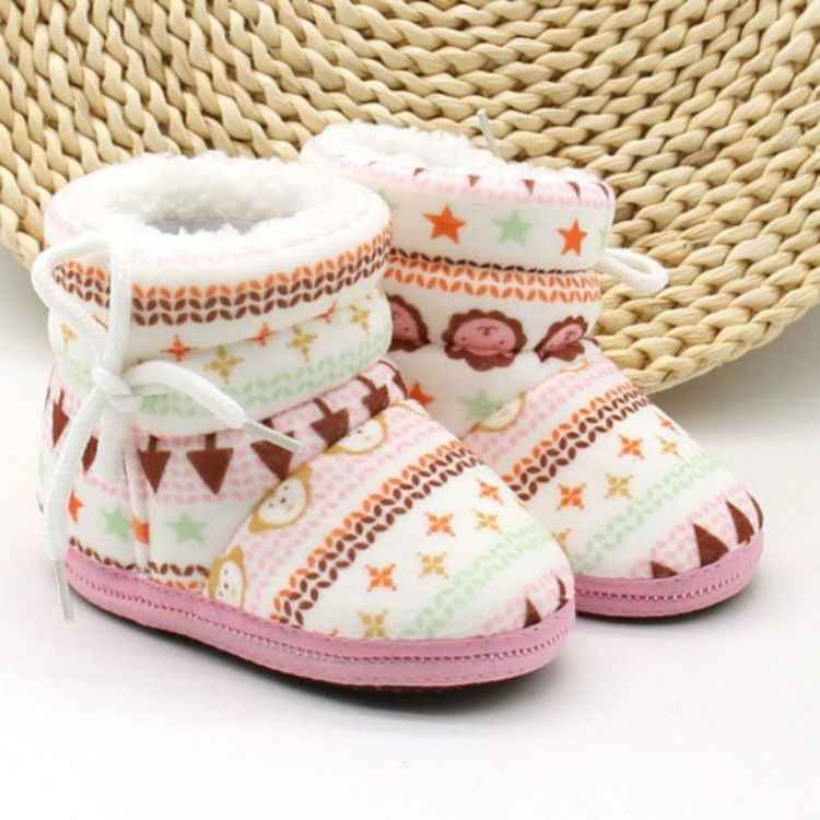 

Baby Toddler Shoes Thick Cotton Shoes Soft Bottom Warm High-top Children Shoes, Size:0-12 Month(Pink)