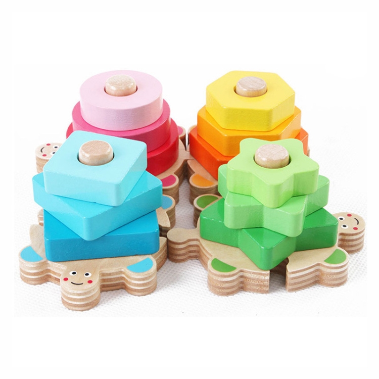 

Rainbow Wooden Geometric Shape Building Blocks Children Educational Toys