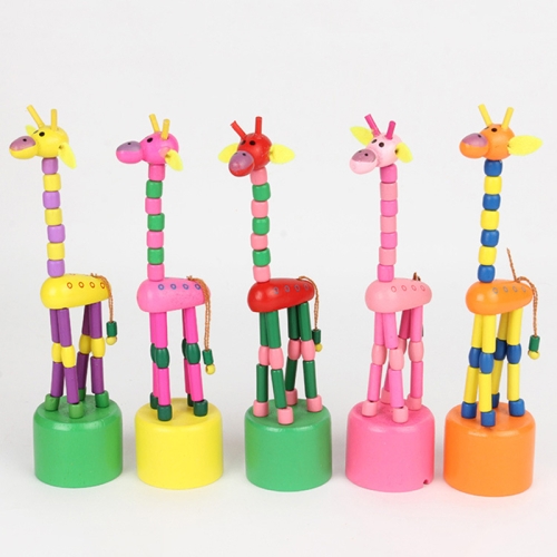 

Wooden Rocking Giraffe Spring Toys Children Educational Toys, Random Color Delivery