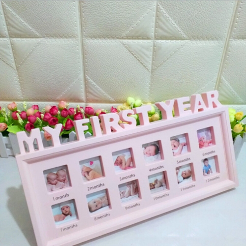 

Creative DIY Home Room Decoration Baby Memorial Growing Photo Frame Display(Pink)