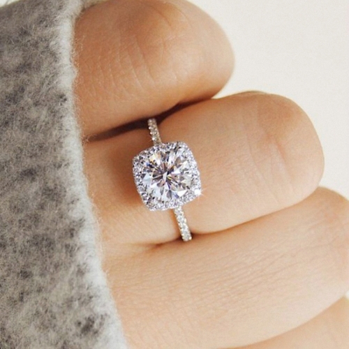 

Rings Temperament Jewelry Womens Girls White Silver Filled Wedding Ring, Main Stone Color:silver(5)