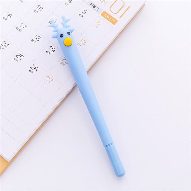 

4 PCS Christmas Reindeer Gel Pen Kawaii Stationery School Supplies(Blue)