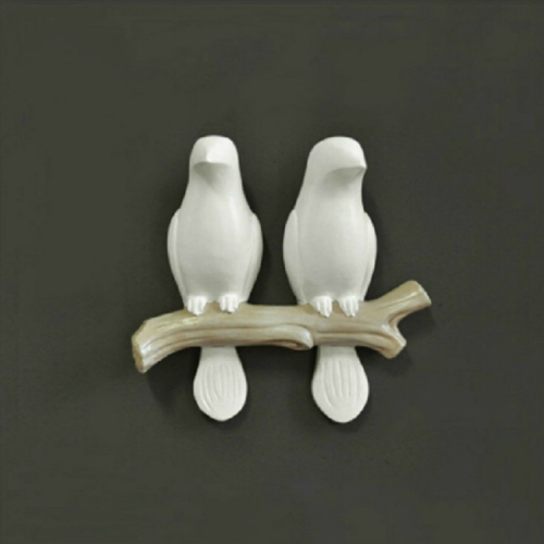 

Cute Charm Sparrows Design Cloth Bag Hooks Wall Hanging Home Decoration, Style:Two Birds(White)