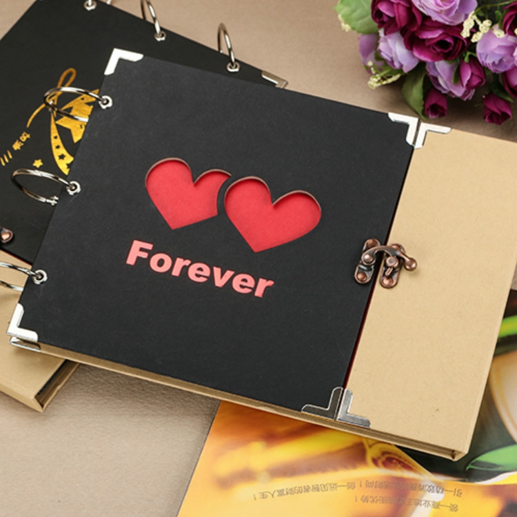

10 inch Hollow Ring Album Couple Models Creative Photo Album(Double Heart (Outer Ring))