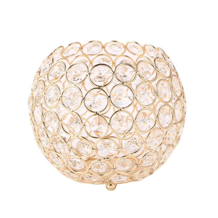 

Crystal Ball Candlestick Vase Road Lead Ball Type Candlestick Wedding Candlestick Decoration, Size:80mm(Gold )