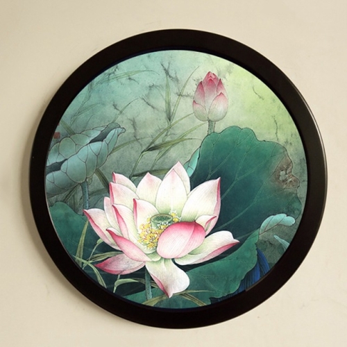 

Hanging Wall Mounted Round Photo Frame Creative Gifts Home Decoration Wood-based Photo Frame Holder, Size:10 inch(Black)