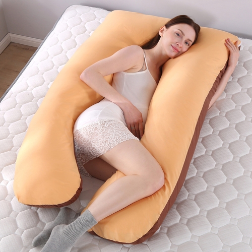 

130x70CM U Pregnancy Comfortable Pillows Maternity Belt Pregnant Side Sleepers Cushion(Coffee+Beige)