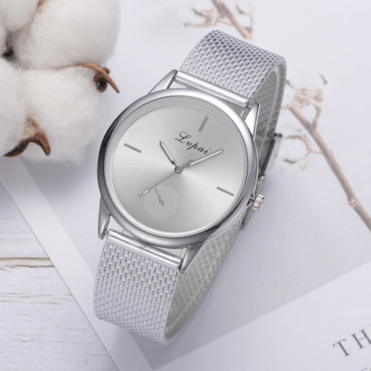 

lvpai Ladies Simple Quartz Mesh Belt Watch(Silver)