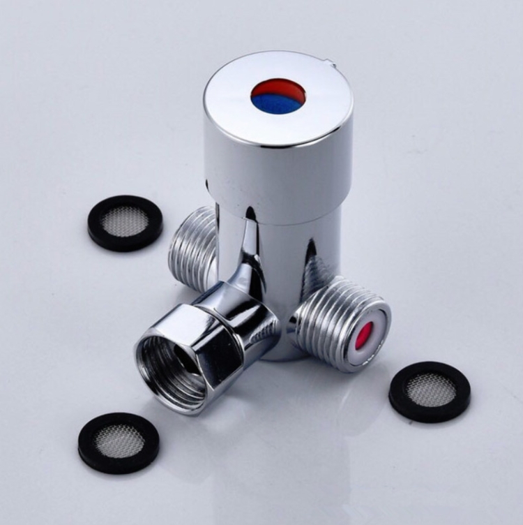 

Brass Adjustable Temperature Three-way Valve Cold And Hot Water Mixing Switch Brass Induction Faucet