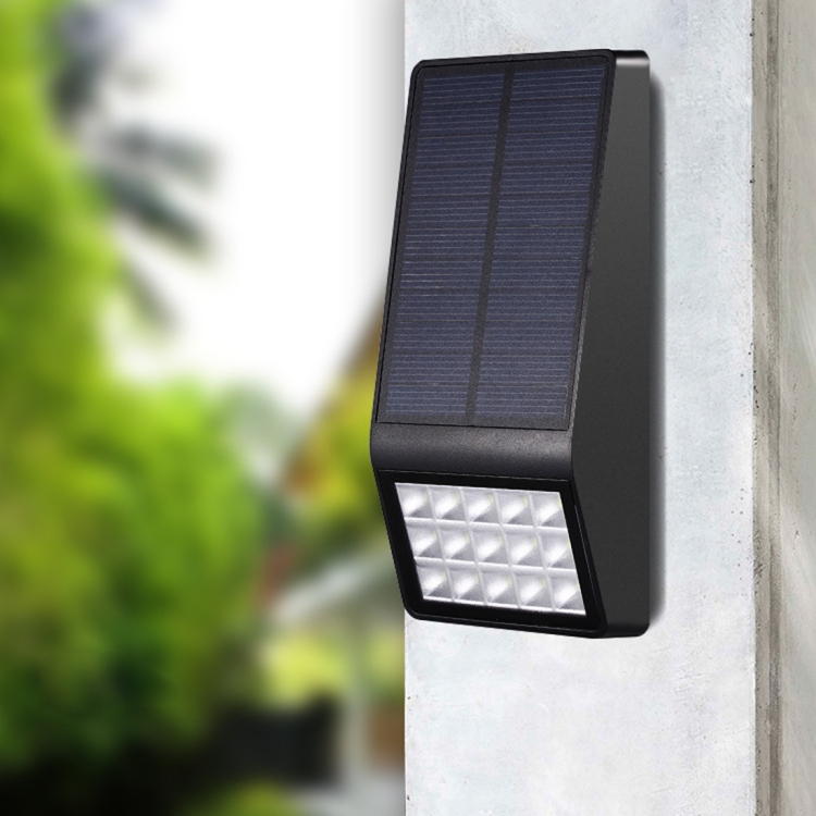 

15 LEDs Light Control Outdoor IP65 Waterproof Solar Powered Garden LED Wall Lamp(Black )