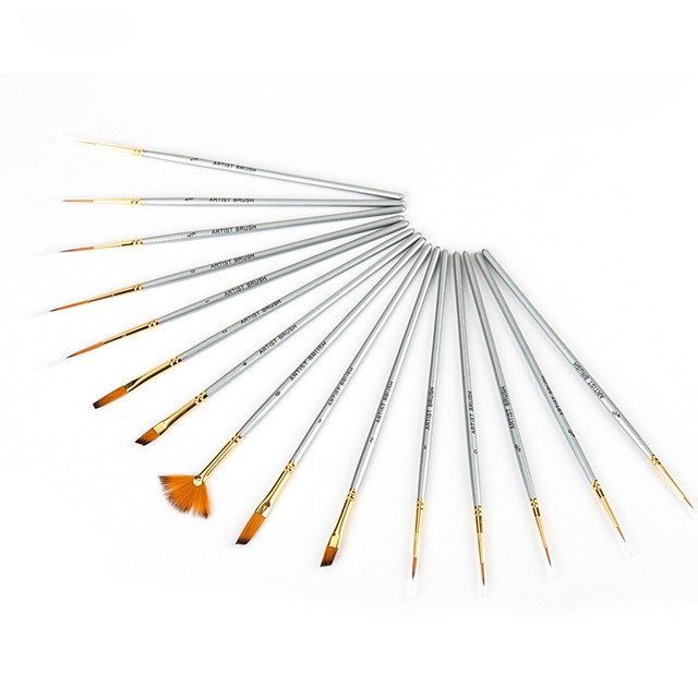 

15 PCS Nylon Wool Wold Plated Copper Tube Silver Rod Hook Line Brush Set